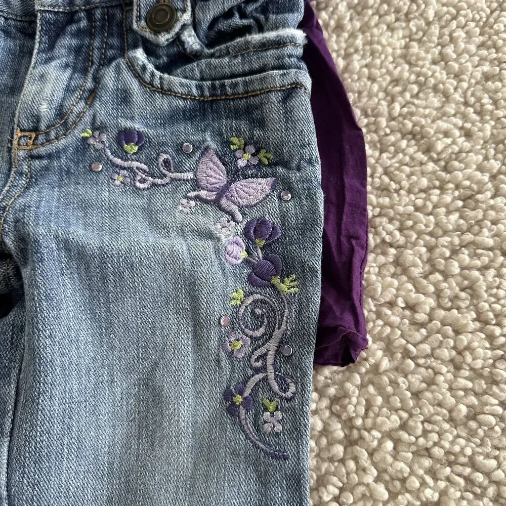 Vintage Cherokee Y2K Purple Outfit girl embroidered fairy 24 months VTG 90s